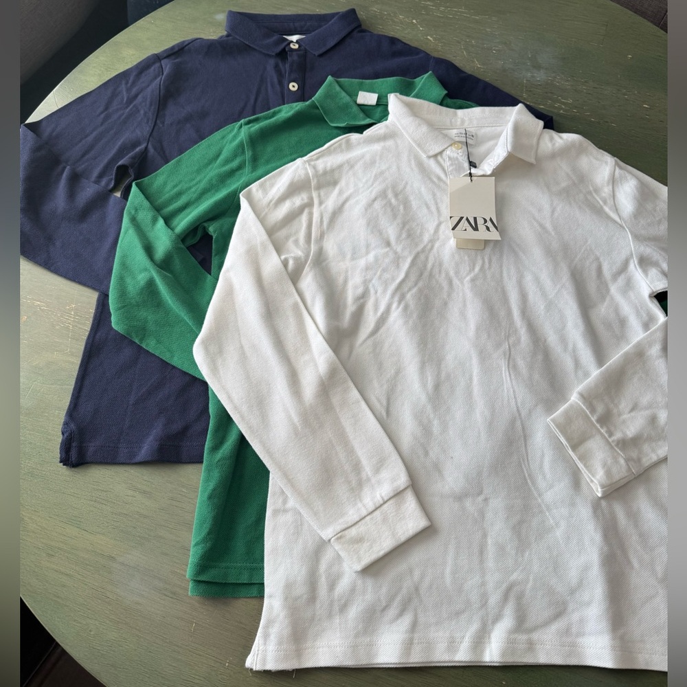Polo Shirt Trio - Zara White, Gap Green, Zara Navy